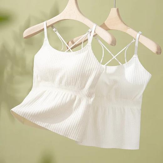 🔥穿吊带经常跑杯的姐妹一定要试试这款【条纹皱褶免Bra背心】真的不跑！！！ 商品图4