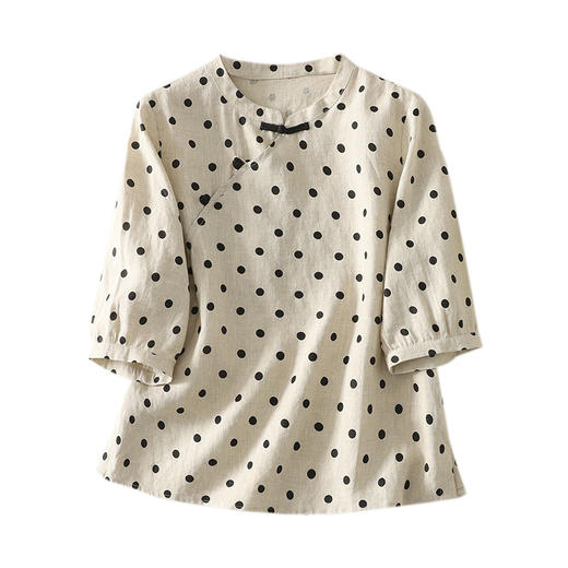 GYH 1368休闲波点衬衫中式盘扣复古宽松透气短袖上衣 商品图4