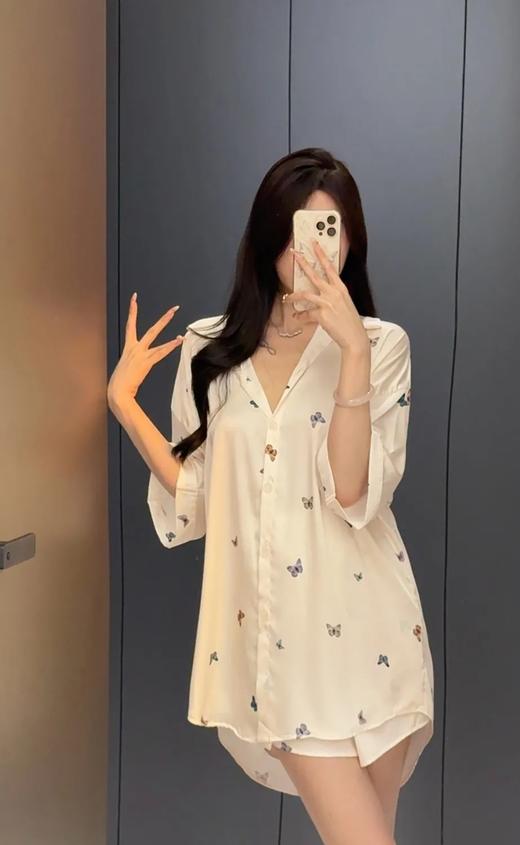 🔥​【蝶语珠光】高端轻奢冰丝蝴蝶衬衫裙 💌富家女的本命睡衣！！好仙好温柔！！ 商品图3