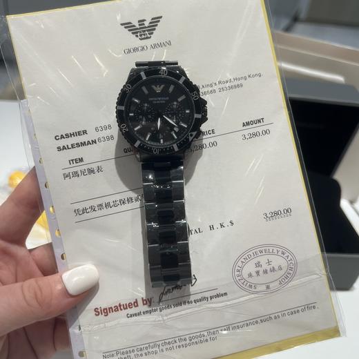 G349阿M尼 腕表 石英机芯 陶瓷表带 43mm 黑色表盘 男表 商品图3