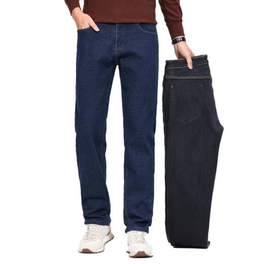 罗蒙男士秋冬加绒牛仔裤抗皱不起球微弹舒适柔软日常百搭休闲直筒牛仔长裤 商品图5