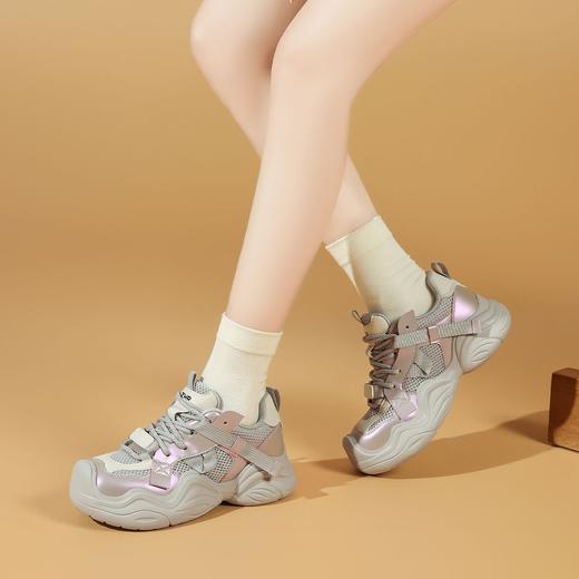 ZHR则则金属风撞色厚底复古增高户外老爹鞋2025秋季透气休闲女鞋 商品图1