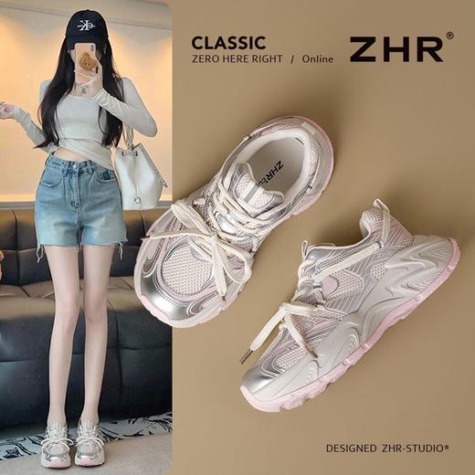 ZHR厚底增高老爹鞋2025春秋新款女鞋透气网面潮流撞色休闲运动鞋 商品图5