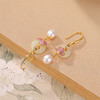和田玉S925纯银镀金珍珠莲花，珐琅国潮古风耳坠耳钩CW-EG02368 商品缩略图2