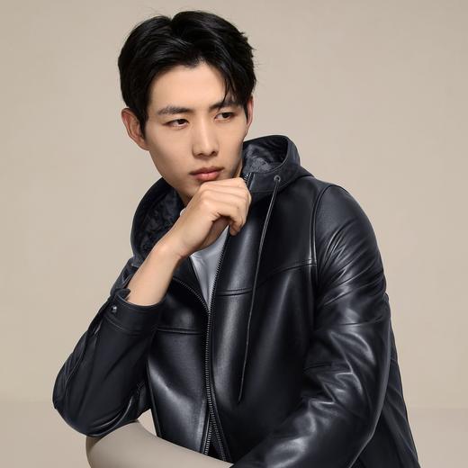 【绵羊皮/连帽皮衣】柒牌男装真皮皮衣2025秋季新品皮夹克外套129J70520 商品图1