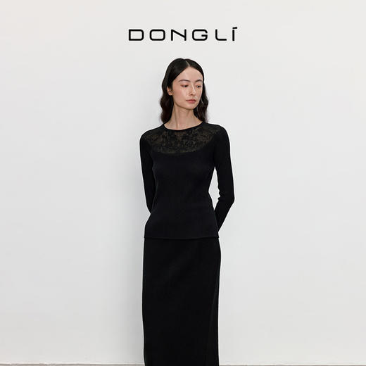 东黎 • 我不被驯化 暮色蔷薇 山羊绒桑蚕丝女士全成型圆领长袖 5389 商品图1