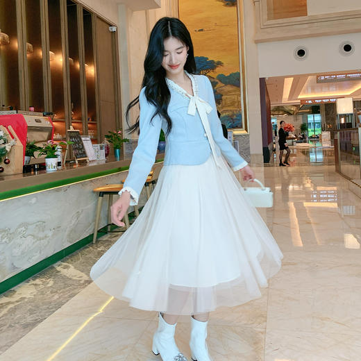 奢姿大码女装2025秋季时尚V领褶皱设计连衣裙胖妹妹气质拼接裙子9953853590 商品图1