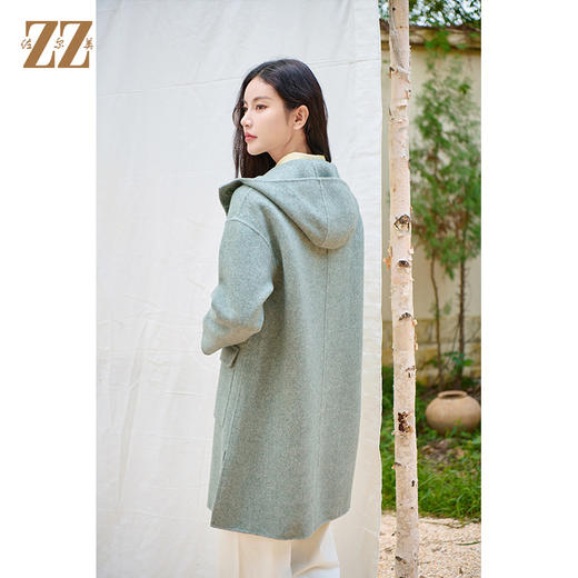 佐尔美时尚气质连帽100绵羊毛双面呢大衣外套女M44SM10 商品图4