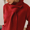 OLrain欧芮儿2025新款女秋季法式红色毛针织V领开衫围脖两件套 商品缩略图2