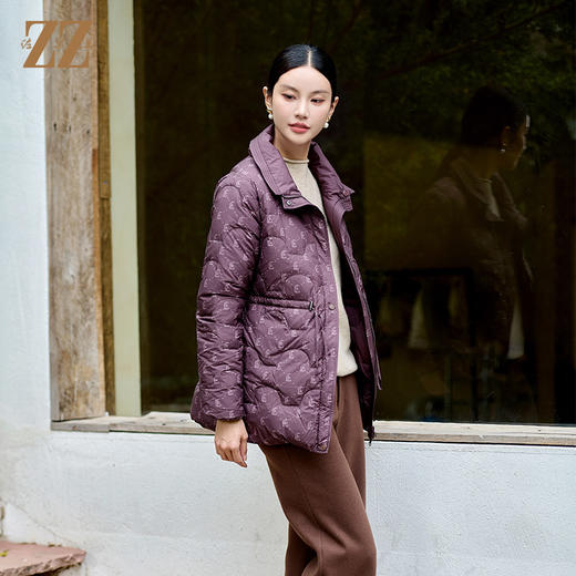 佐尔美冬季双面穿经典老钱风松紧腰羽绒服女新年礼M44YY10 商品图3