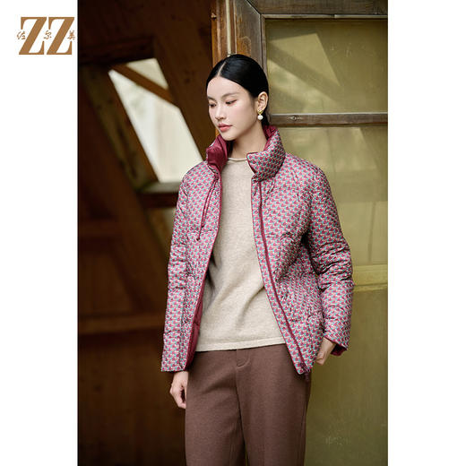 佐尔美冬季新款 经典双面穿老钱风立领羽绒服女M44YY08 商品图1