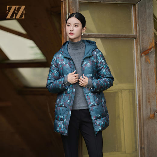 佐尔美冬季新款 双面穿气质连帽羽绒服女M44YY05 商品图0