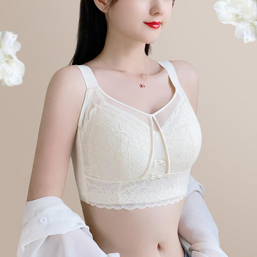 夏季薄款蜂巢杯透气蕾丝抹胸内衣  大胸显小聚拢调整型防下垂文胸 QFR238# 商品图8