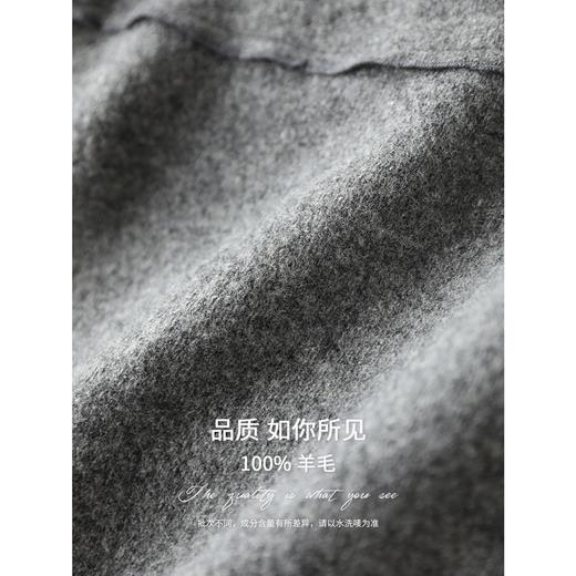 COCOBELLA灰色100%羊毛设计感通勤半身裙女高腰直筒裙HS3145 商品图4