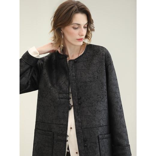 COCOBELLA通勤轻奢爆裂纹PU皮衣外套新款休闲质感夹克PU3196 商品图1