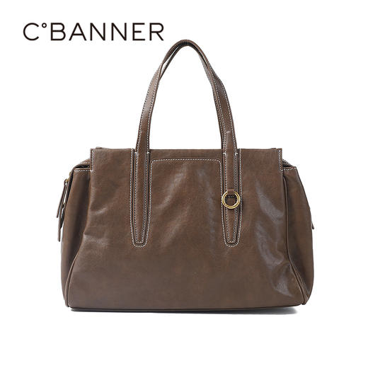 千百度冬季手工缝线搭配柔软革面女包A25595018 商品图1