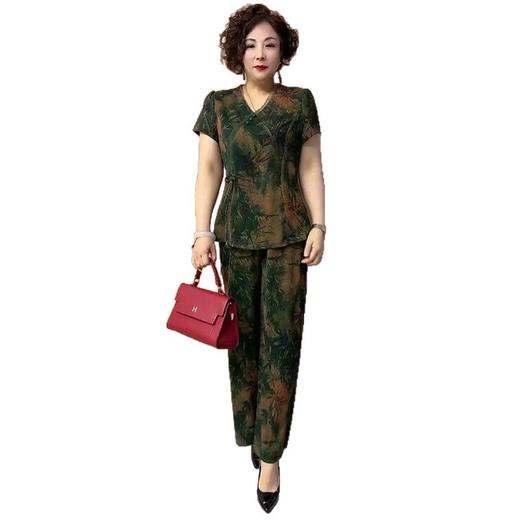 2025夏季新款时尚减龄透气胖妹妈妈两件套显瘦百搭中老年冰凉套装 商品图4