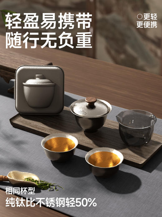TOMIC特美杯X湖畔居 中秋佳礼【钛然逸行】纯钛·随行旅行茶具礼盒套装 商品图3