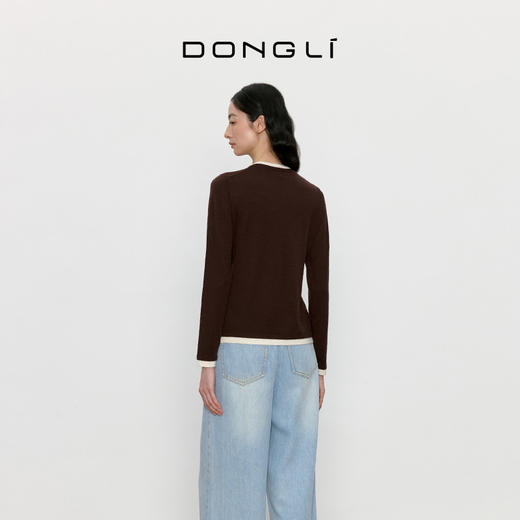 东黎 • 我不被驯化 三缀白 山羊绒混纺女士秋季撞色边套衫 5361 商品图2