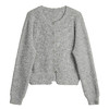 OLrain欧芮儿2025新款女秋季灰色法式毛针织开衫圆领羊毛长袖上衣 商品缩略图3