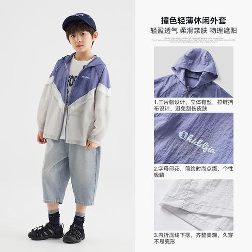 【件件底价~团购54.9元】多多家男童轻薄外套2025新款夏款儿童拼接撞色防晒衣男孩皮肤衣潮10645 商品图2