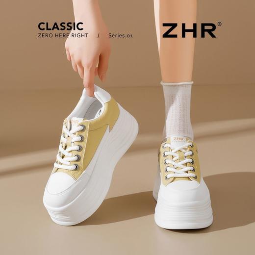 ZHR则则6.5CM增高厚底小白鞋女革面板鞋2025新款小个子休闲运动鞋 商品图2