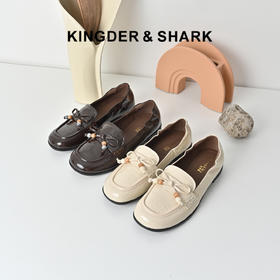 经典鲨2025秋专柜款牛皮革软底舒适甜美蝴蝶结单鞋乐福鞋女KC00-537031