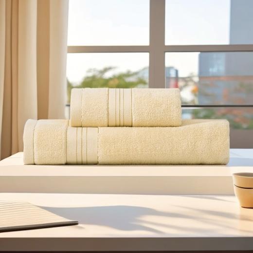 【品牌直发】加倍生活金丝款纯棉毛巾浴巾套装 素色简约毛巾纯色浴巾 商品图2