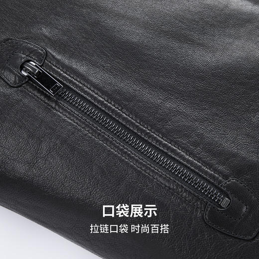 【100%山羊皮】圣得西男士商务工装皮夹克2025秋潮流百搭翻领上衣 商品图9