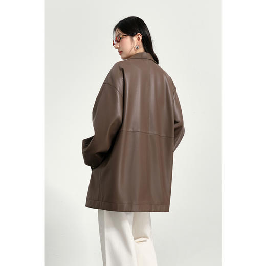 【商场同款】诗凡黎翻领皮质风衣外套2025春新款外搭女3G1160121 商品图4