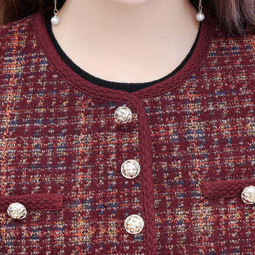 QYM 25YS15-Y时尚小香风外套单排扣休闲上衣格纹外套 商品图3