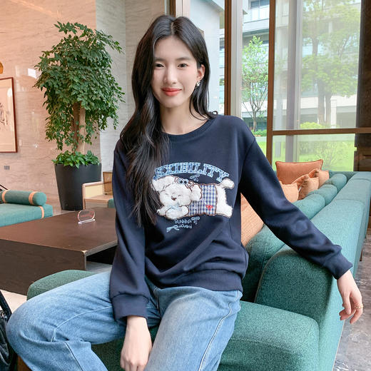 奢姿大码女装2025秋季趣味减龄字母绣花卫衣胖妹妹时尚休闲上衣9953135176 商品图0