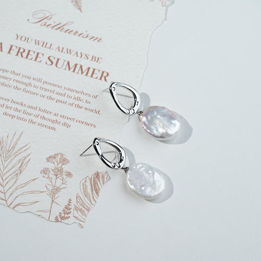 铜合金 圆盘巴洛克淡水珍珠耳环 商品图0