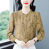 绿1906仿真丝衬衫女长袖时尚轻奢立领小衫气质百搭显瘦上衣 商品缩略图2