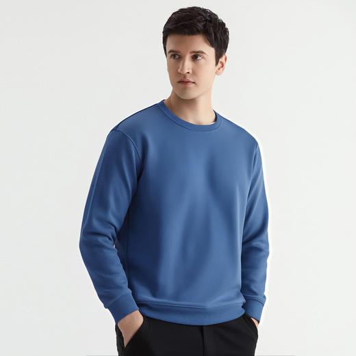 罗蒙秋冬男士加绒圆领卫衣多色可选保暖舒适百搭休闲通勤t恤男上衣 商品图5