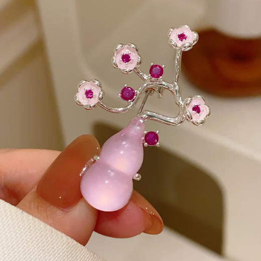 新中式福禄花朵粉色滴油葫芦胸针胸花 商品图2