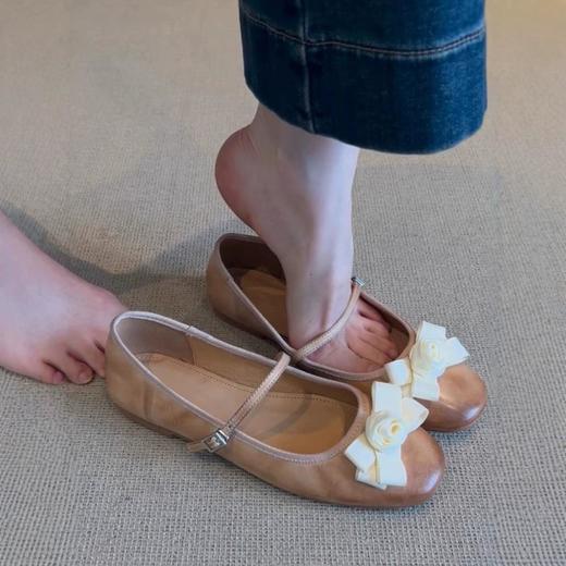 【羊皮山茶花小香风】羊皮玛丽珍单鞋女秋芭蕾风平底鞋芭蕾鞋瓢鞋 商品图3