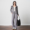 OLrain欧芮儿2025新款女秋季休闲灰慵懒连帽针织开衫裤子两件套装 商品缩略图2