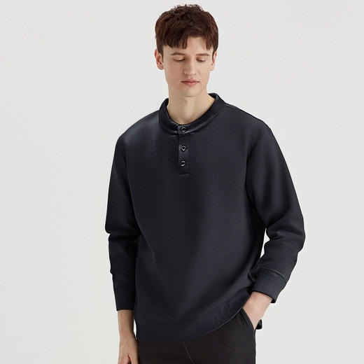 【含绵羊毛】罗蒙男士秋冬圆领卫衣加绒保暖男微弹休闲百搭上衣舒适通勤 商品图1
