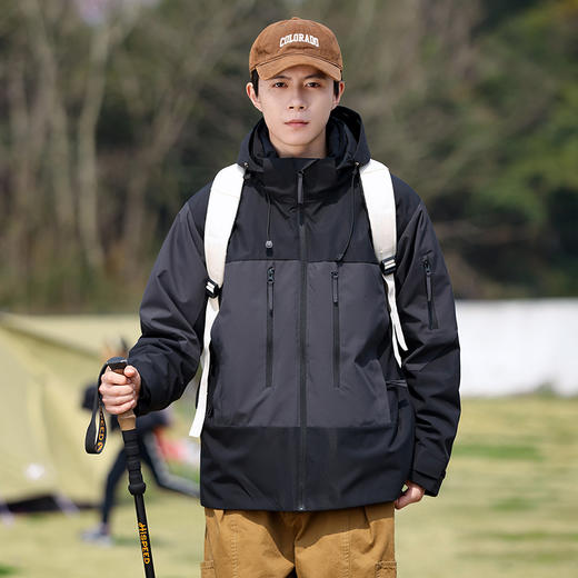 LUCKY DEER/幸运鹿情侣款防风防泼水拼色羽绒三合一冲锋衣 商品图6