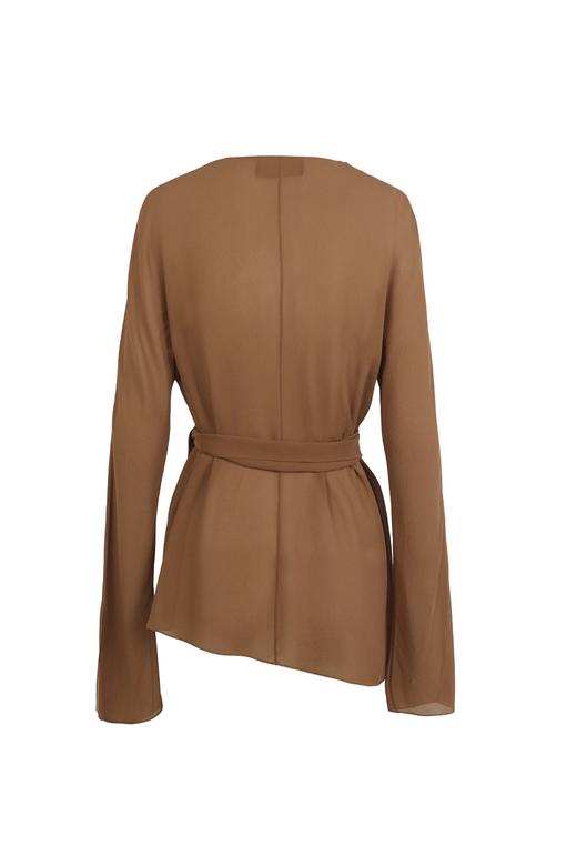 Cortana 25PF 褐色SERENE真丝飘带上衣 商品图5