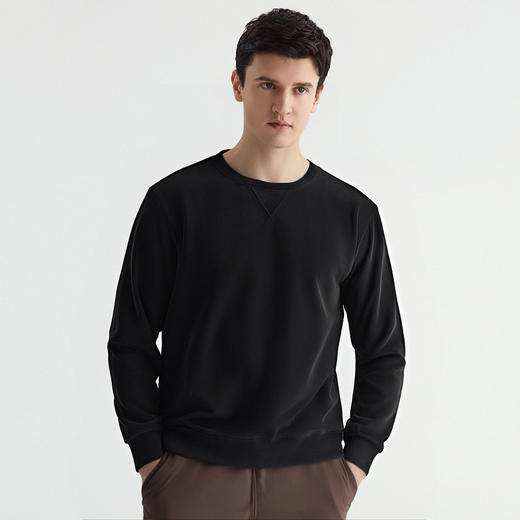 【含绵羊毛】罗蒙男士秋冬加绒卫衣休闲通勤奥粒绒圆领舒适保暖男上衣 商品图4