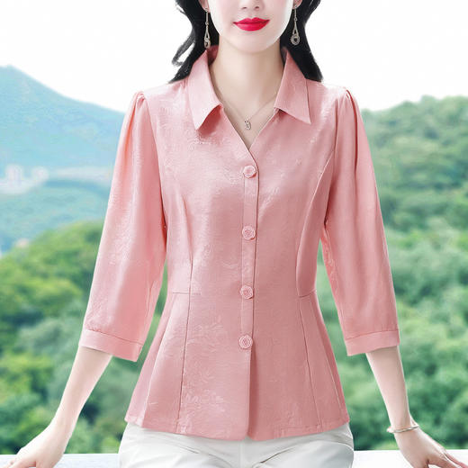 KQL B41N6578中袖时尚舒适衬衫减龄气质小衫上衣 商品图3