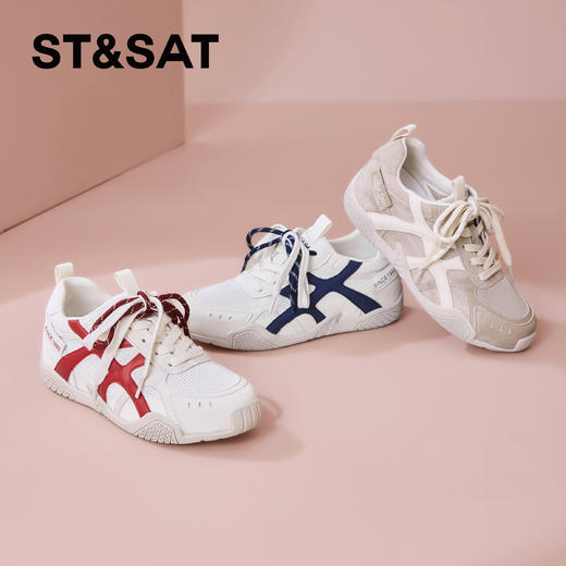 【内增高3CM】星期六设计感拼色双鞋带休闲运动鞋SSD3112C7N 商品图1