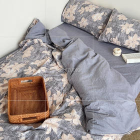 限时闪购 栖蝶语棠繁花入梦轻法式原麻印花五件套