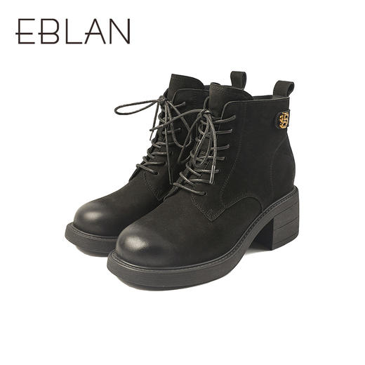 伊伴冬季百搭风格马丁靴复古磨砂牛皮鞋面B25590002 商品图4