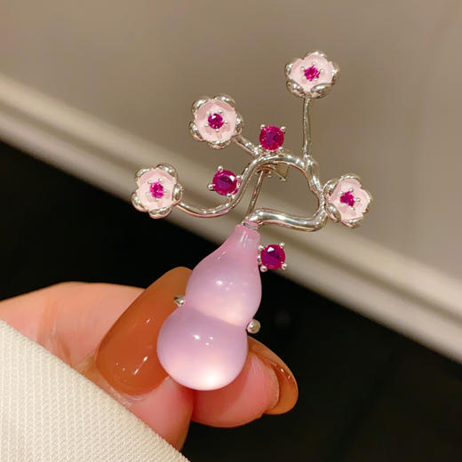新中式福禄花朵粉色滴油葫芦胸针胸花 商品图0