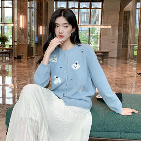 奢姿大码女装2025秋季时尚卡通刺绣针织开衫胖妹妹可爱减龄款上衣9653335183
