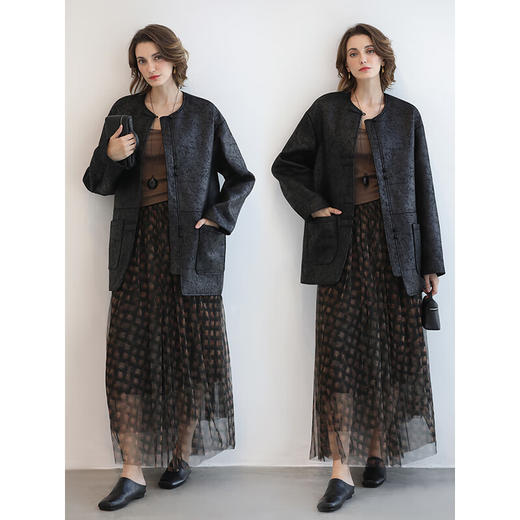 COCOBELLA不规则大摆格子伞裙女新款网纱半身裙混搭长裙HS3086 商品图2