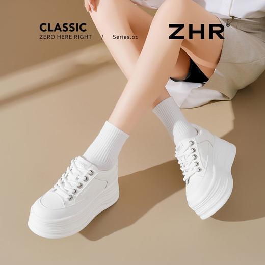 ZHR则则6.5CM增高厚底小白鞋女革面板鞋2025新款小个子休闲运动鞋 商品图6
